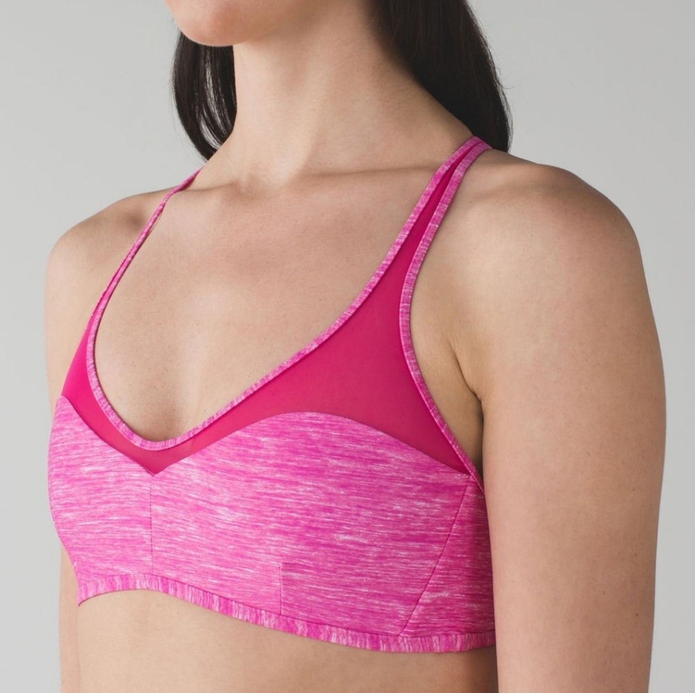 Lululemon Water Salty Swim Sport Top Reversible Heathered White Pink Women's 10